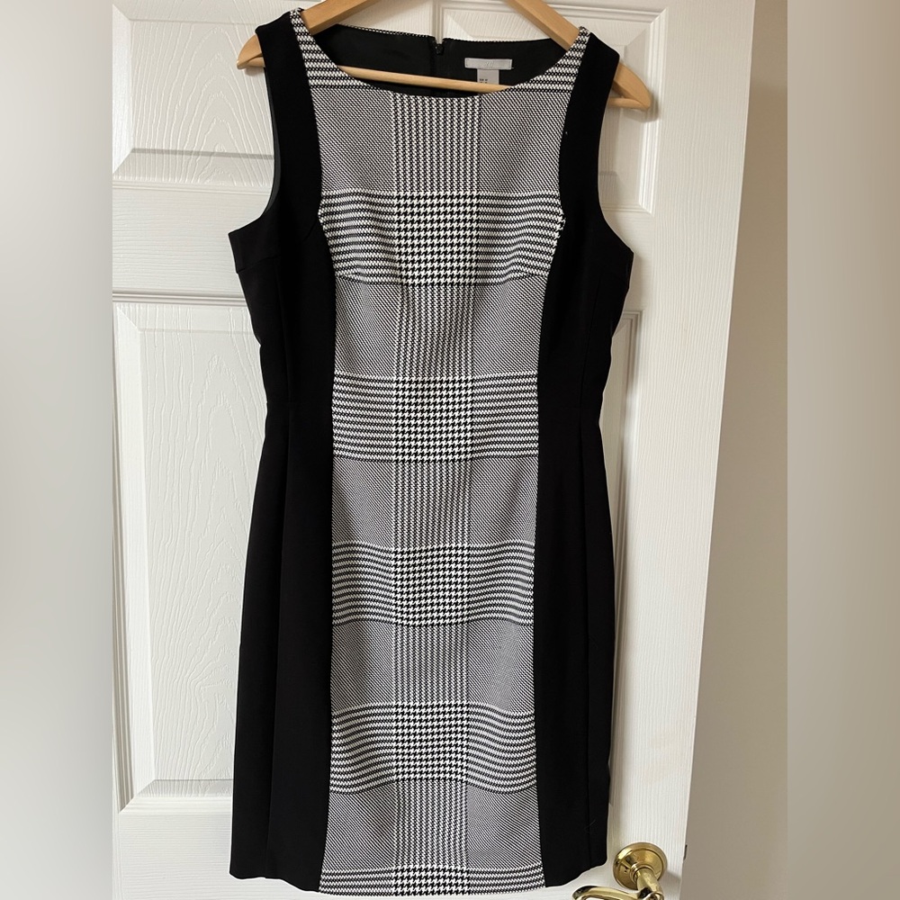 H&M Elegant Black and White Checkered Dress, Sz: 10